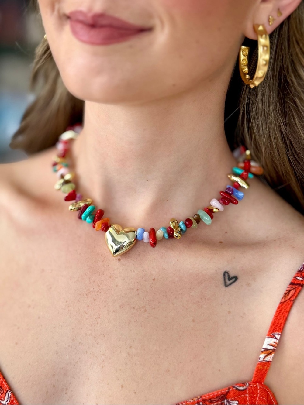 Happy Little Things Heart Chunky Bead Necklace